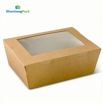 Lunchbox van kraftpapier met venster